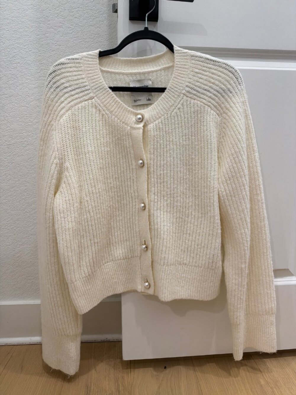 Abercrombie & Fitch Pearl-Button Cardigan, Women's L, Cream
